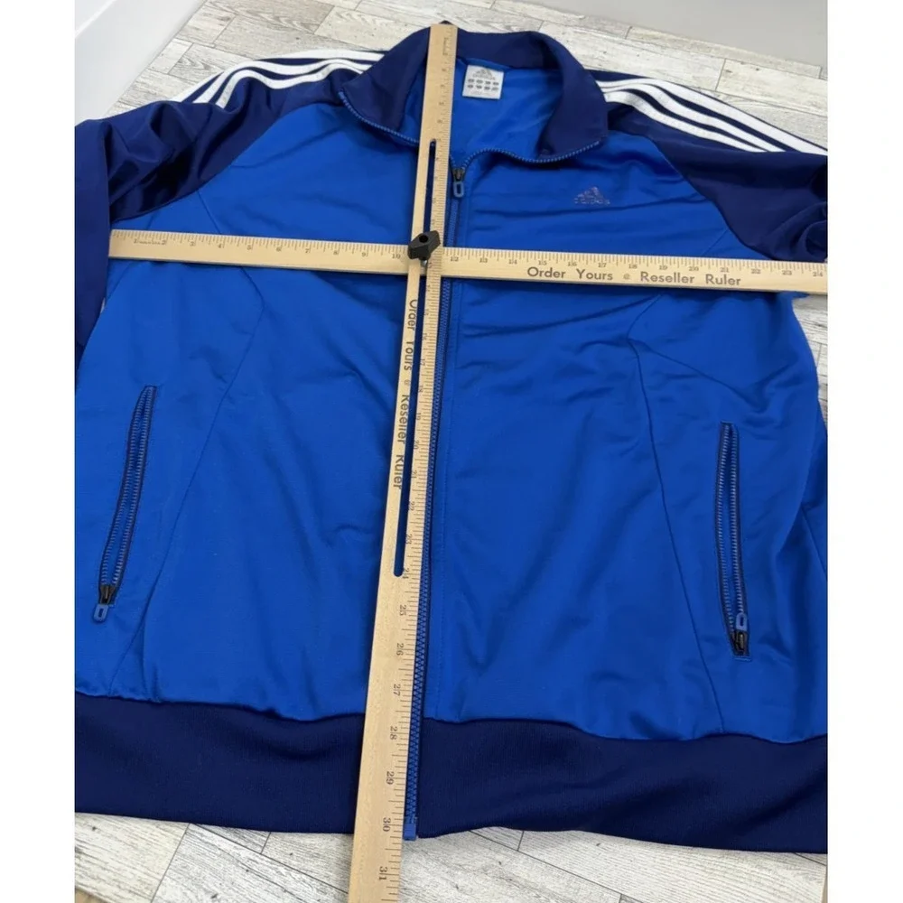 Adidas Track Jacket Men's XL Two Tone Blue Full‎ Zip 3-Stripes Athletic XLARGE